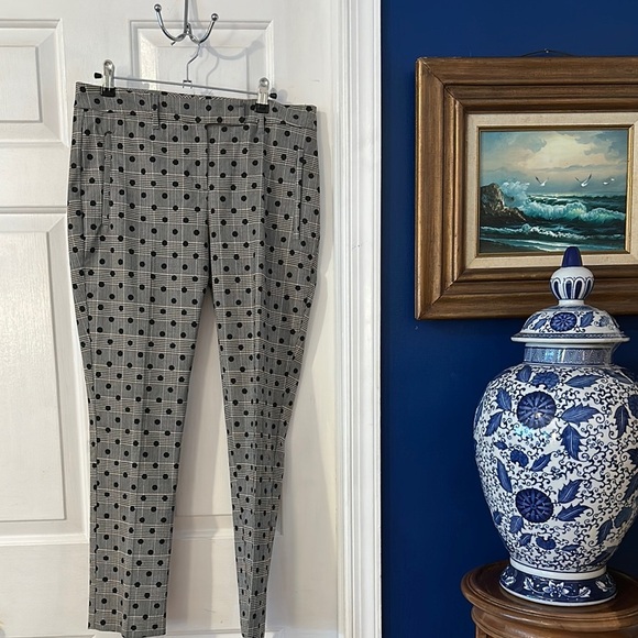 NWOT Women’s Boston Proper Plaid & Polka Dot   Slim Leg Ankle Pants Size 4 - Picture 1 of 8